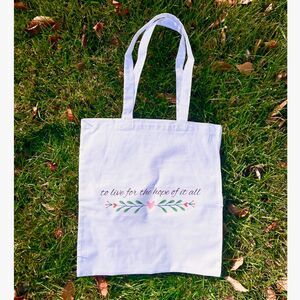 Taylor Swift Lyrics August Song Folklore Merch White Cotton Tote Bag 16" x 15"